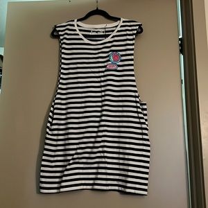 Long striped tank. Don’t tell me to smile.